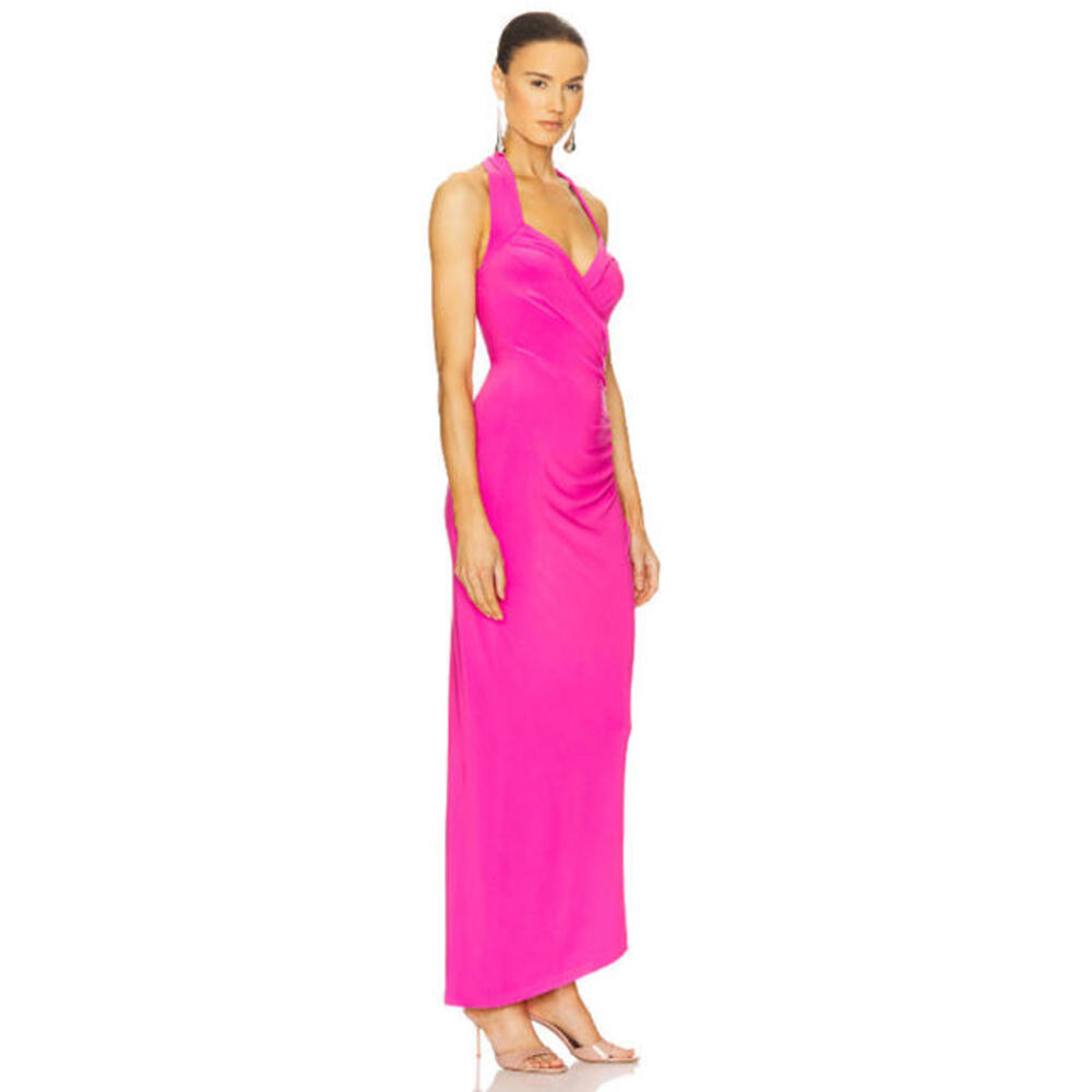 Norma Kamali Halter Sweetheart Side Drape Gown Orchid Pink SIZE S NWT $395msrp